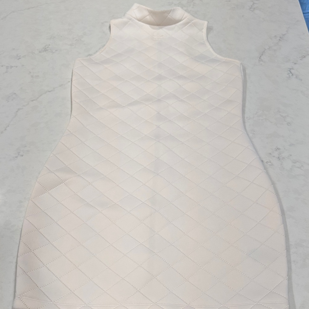 Adidas Cream Quilted Mini Dress